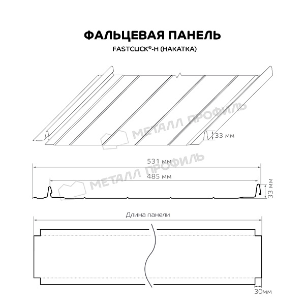 Фальцевая панель FASTCLICK-Н (Накатка)